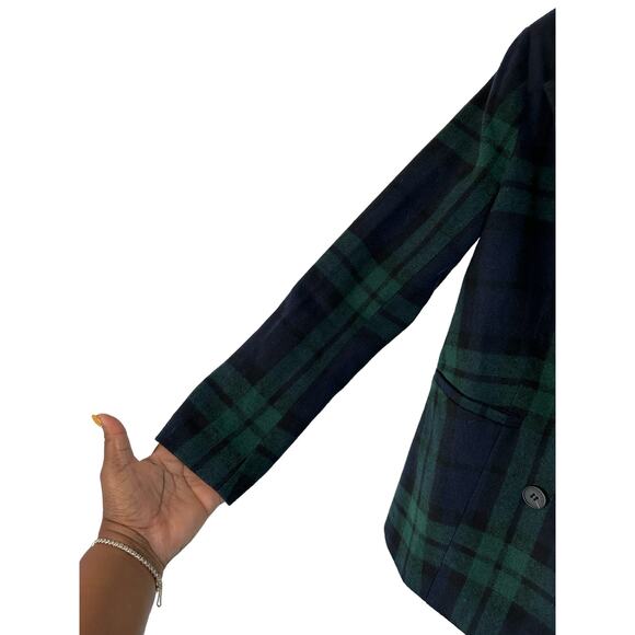 Avec Les Filles Navy Plaid Preppy Dark Academia Double Breasted Blazer Size XS - Picture 7 of 14